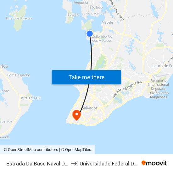 Estrada Da Base Naval De Aratu to Universidade Federal Da Bahia map