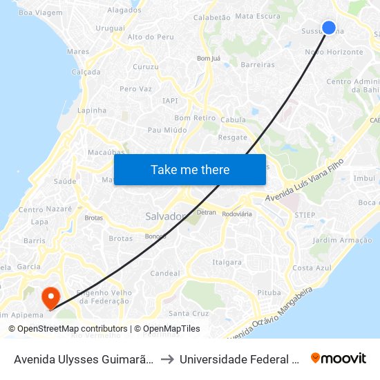 Avenida Ulysses Guimarães, 4347 to Universidade Federal Da Bahia map