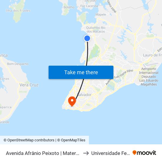 Avenida Afrânio Peixoto | Maternidade João Batista Caribé to Universidade Federal Da Bahia map