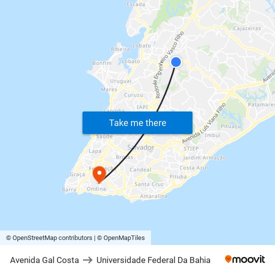 Avenida Gal Costa to Universidade Federal Da Bahia map