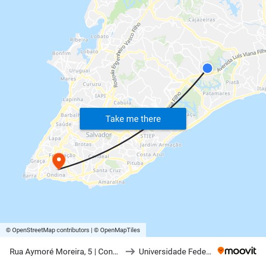 Rua Aymoré Moreira, 5 | Condomínio Trobogy to Universidade Federal Da Bahia map