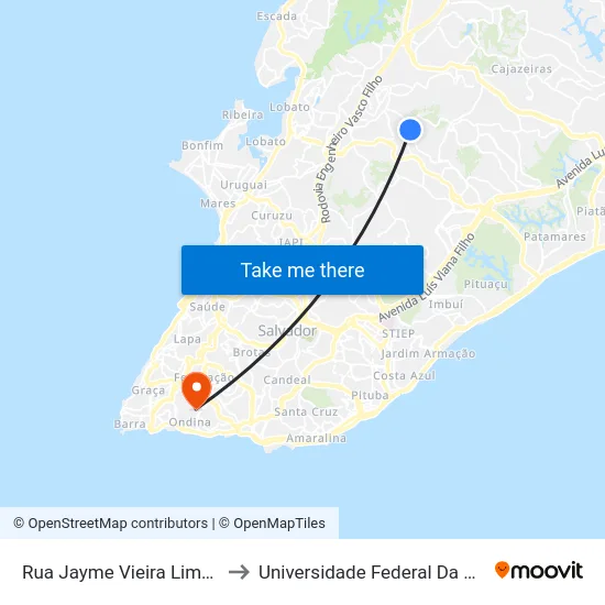 Rua Jayme Vieira Lima, 43 to Universidade Federal Da Bahia map
