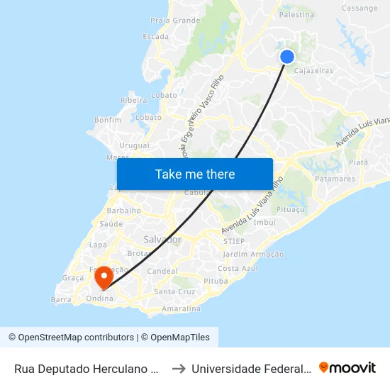 Rua Deputado Herculano Menezes, 10 to Universidade Federal Da Bahia map