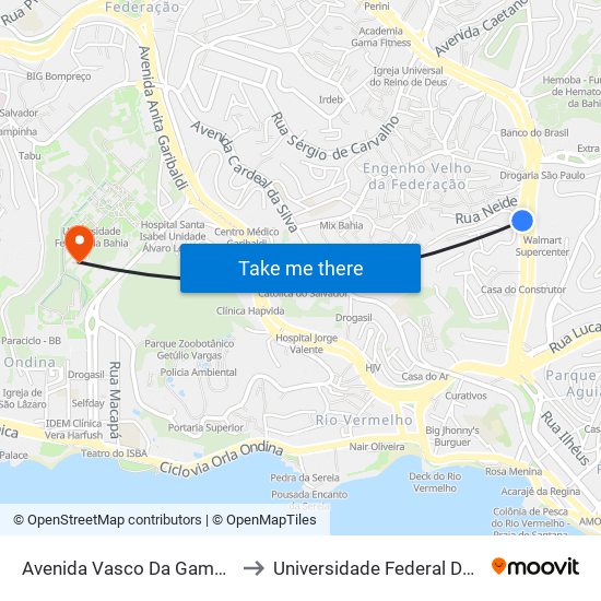 Avenida Vasco Da Gama, 1186 to Universidade Federal Da Bahia map