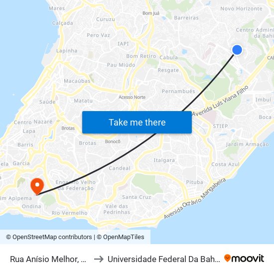 Rua Anísio Melhor, 21 to Universidade Federal Da Bahia map