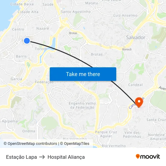 Estação Lapa to Hospital Aliança map