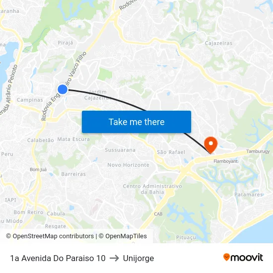 1a Avenida Do Paraiso 10 to Unijorge map