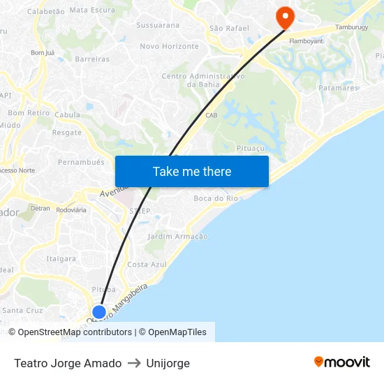 Teatro Jorge Amado to Unijorge map