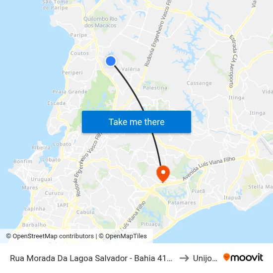 Rua Morada Da Lagoa Salvador - Bahia 41306 Brasil to Unijorge map