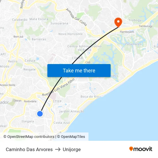Caminho Das Arvores to Unijorge map