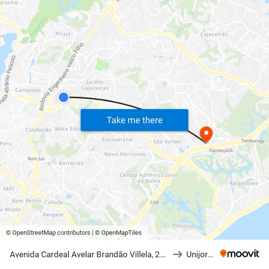 Avenida Cardeal Avelar Brandão Villela, 2721 to Unijorge map