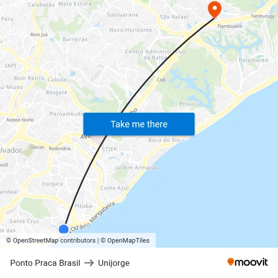 Ponto Praca Brasil to Unijorge map