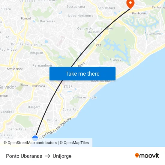 Ponto Ubaranas to Unijorge map