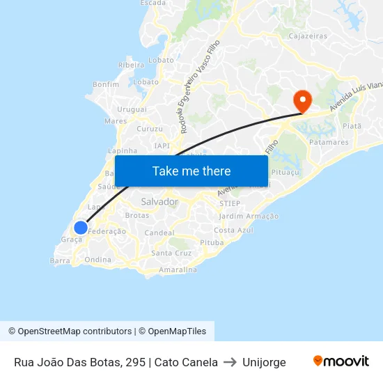 Rua João Das Botas, 295 | Cato Canela to Unijorge map