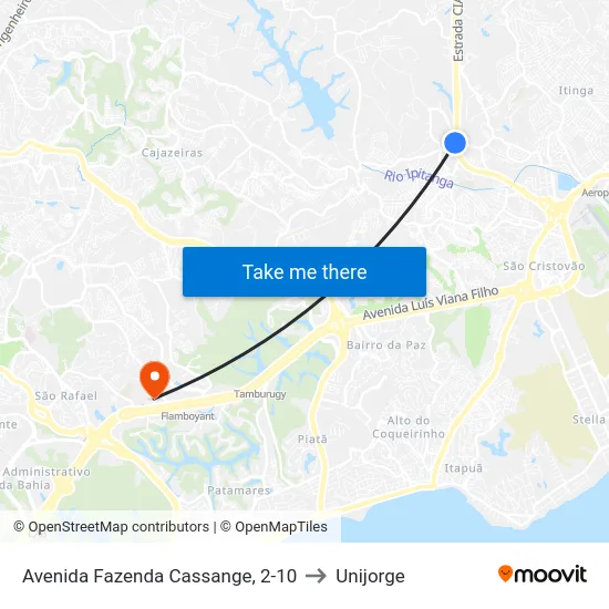 Avenida Fazenda Cassange, 2-10 to Unijorge map