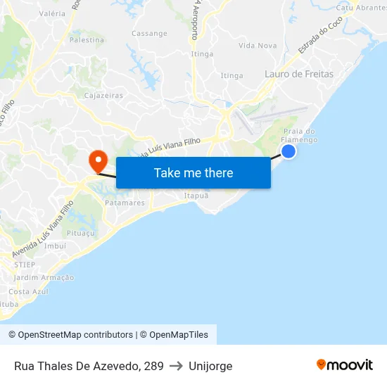 Rua Thales De Azevedo, 289 to Unijorge map