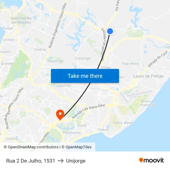 Rua 2 De Julho, 1531 to Unijorge map