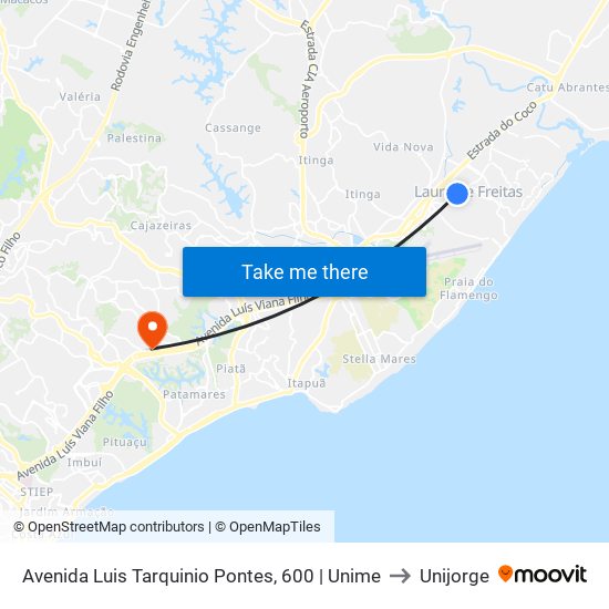Avenida Luis Tarquinio Pontes, 600 | Unime to Unijorge map