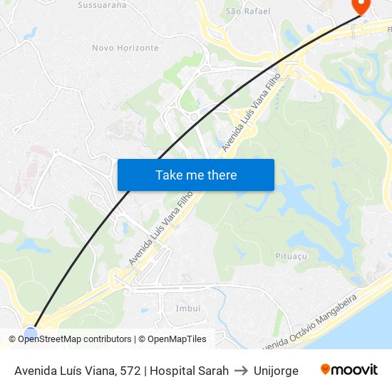 Avenida Luís Viana, 572 | Hospital Sarah to Unijorge map
