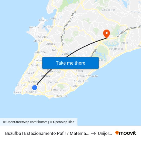 Buzufba | Estacionamento Paf I / Matemática to Unijorge map