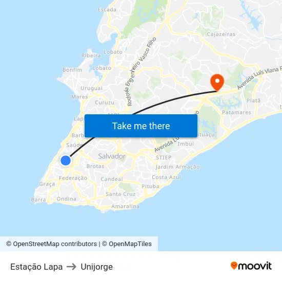 Estação Lapa to Unijorge map