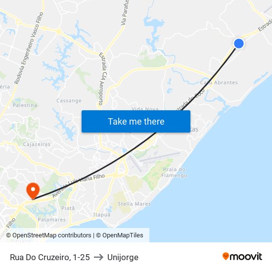 Rua Do Cruzeiro, 1-25 to Unijorge map