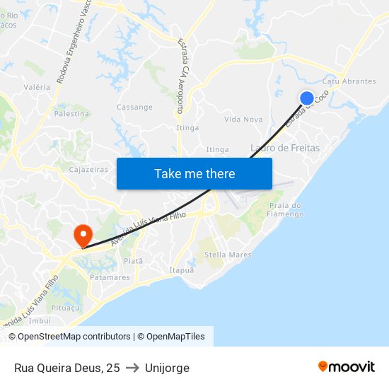 Rua Queira Deus, 25 to Unijorge map