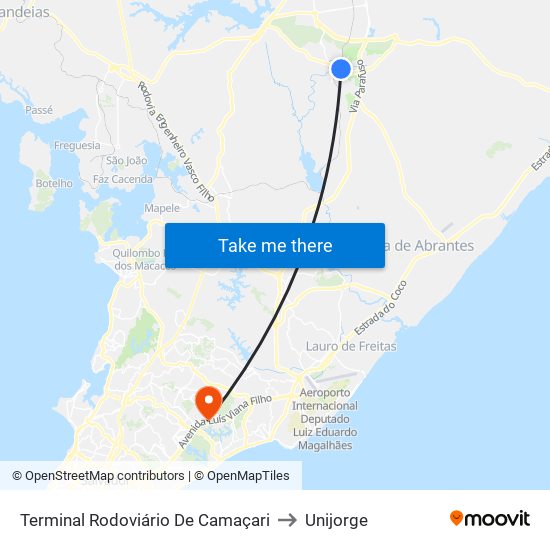 Terminal Rodoviário De Camaçari to Unijorge map