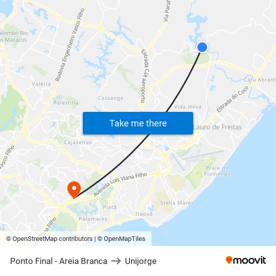 Ponto Final - Areia Branca to Unijorge map