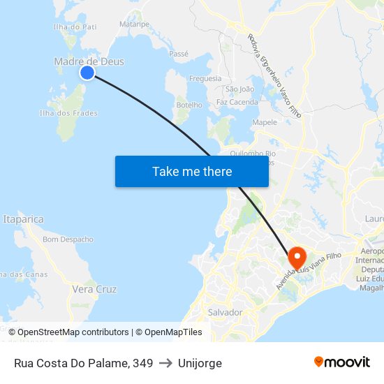 Rua Costa Do Palame, 349 to Unijorge map
