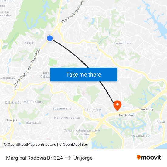 Marginal Rodovia Br-324 to Unijorge map