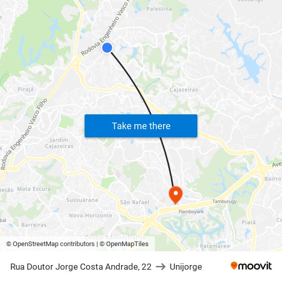 Rua Doutor Jorge Costa Andrade, 22 to Unijorge map