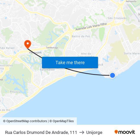 Rua Carlos Drumond De Andrade, 111 to Unijorge map