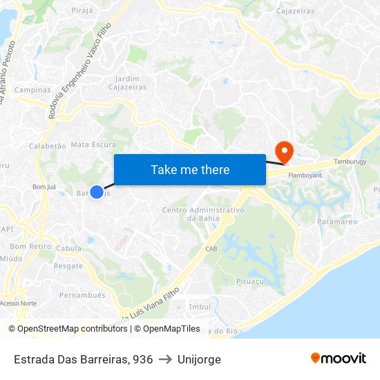 Estrada Das Barreiras, 936 to Unijorge map