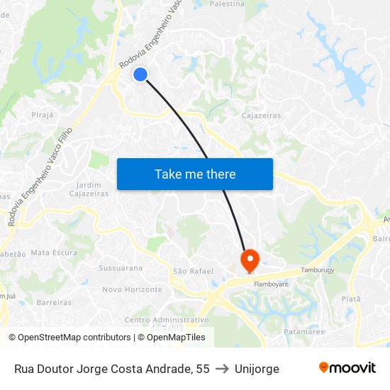Rua Doutor Jorge Costa Andrade, 55 to Unijorge map