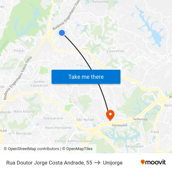 Rua Doutor Jorge Costa Andrade, 55 to Unijorge map
