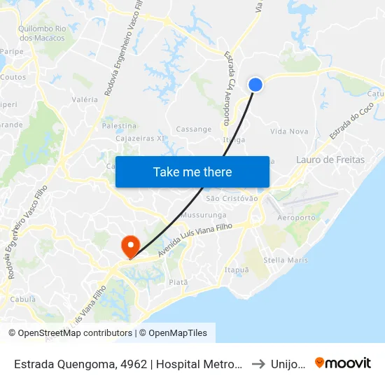 Estrada Quengoma, 4962 | Hospital Metropolitano to Unijorge map