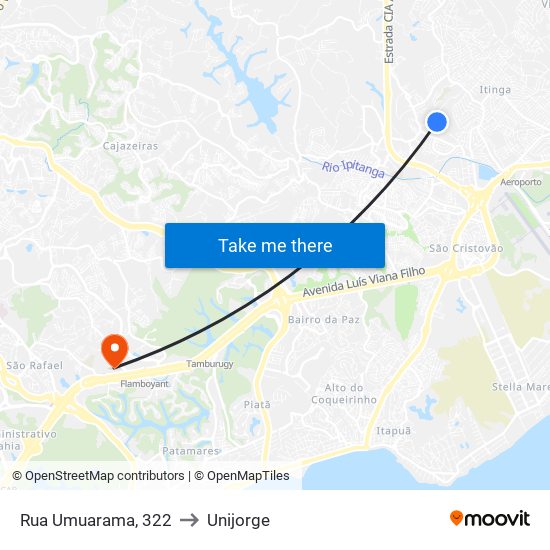 Rua Umuarama, 322 to Unijorge map