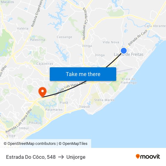 Estrada Do Côco, 548 to Unijorge map