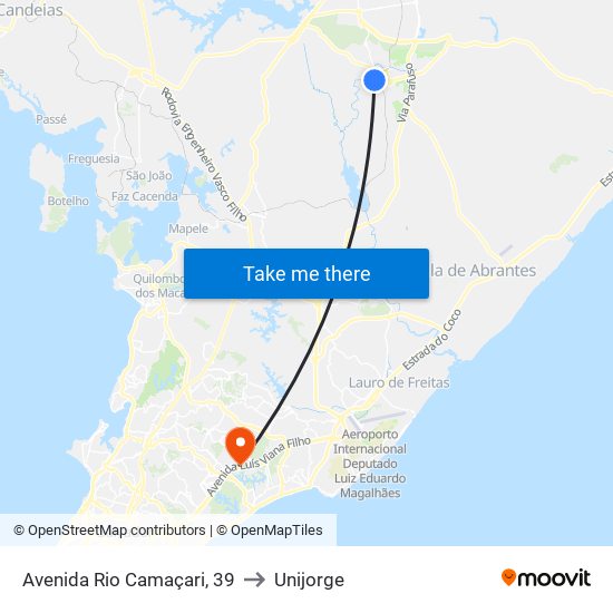 Avenida Rio Camaçari, 39 to Unijorge map