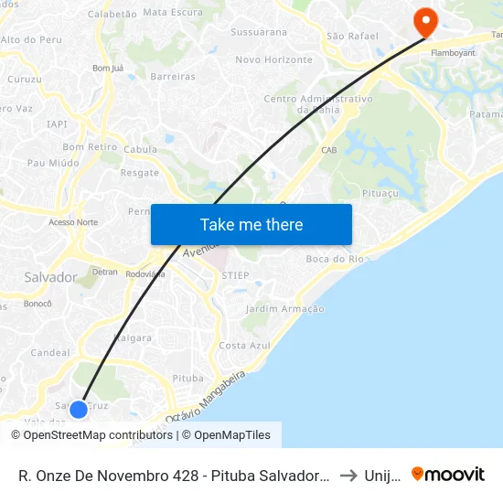 R. Onze De Novembro 428 - Pituba Salvador - Ba 40301-155 Brasil to Unijorge map