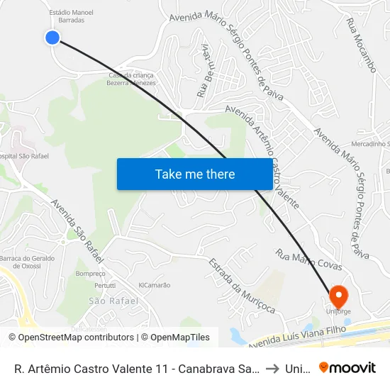 R. Artêmio Castro Valente 11 - Canabrava Salvador - Ba 41260-300 Brasil to Unijorge map