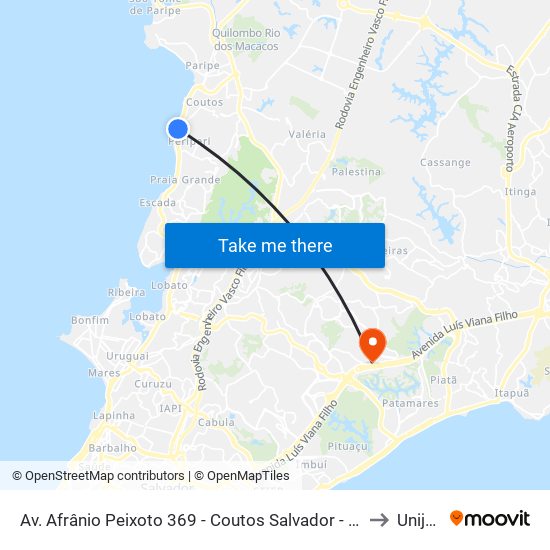 Av. Afrânio Peixoto 369 - Coutos Salvador - Ba 40750-090 Brasil to Unijorge map