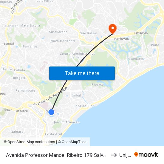 Avenida Professor Manoel Ribeiro 179 Salvador - Bahia 41770 Brasil to Unijorge map