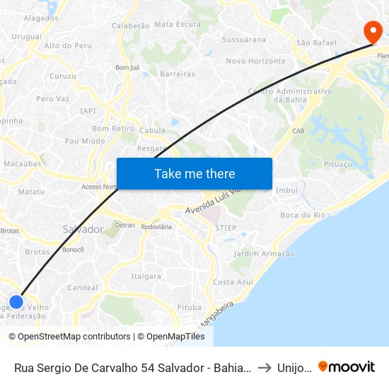 Rua Sergio De Carvalho 54 Salvador - Bahia 40170 Brasil to Unijorge map