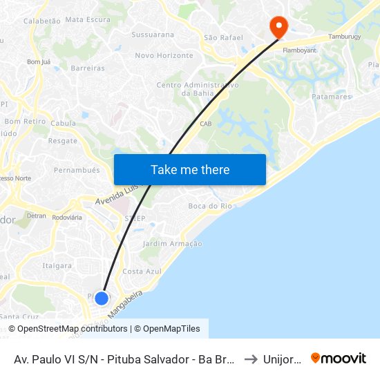 Av. Paulo VI S/N - Pituba Salvador - Ba Brasil to Unijorge map
