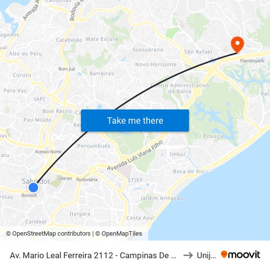 Av. Mario Leal Ferreira 2112 - Campinas De Brotas Salvador - Ba Brasil to Unijorge map