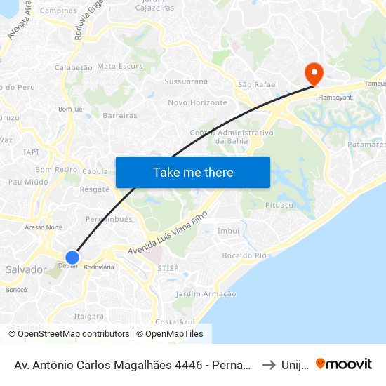 Av. Antônio Carlos Magalhães 4446 - Pernambués Salvador - Ba Brasil to Unijorge map