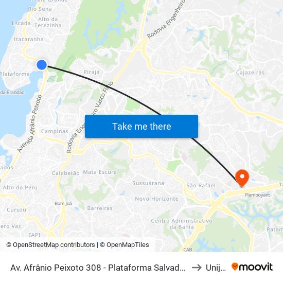 Av. Afrânio Peixoto 308 - Plataforma Salvador - Ba 40717-140 Brasil to Unijorge map