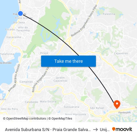 Avenida Suburbana S/N - Praia Grande Salvador - Ba 40710-250 Brasil to Unijorge map